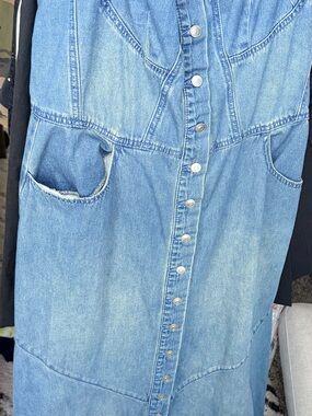 Fashion Nova Light Blue Denim Button-Front Overall Dress